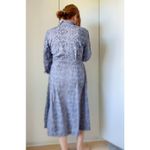 Vintage 70s Womens Dress Graphic Print Size M Gray Purple Day Dress Retro Blue Photo 4