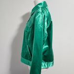 Chico's Emerald Green Satin Trucker Jacket Size 2 (Large) Photo 2