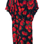 All that jazz Vintage  Black Red Rose Print Short Sleeve Midi Dress Size SM Photo 0