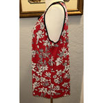 Liz Claiborne Career Med Liquid Jersey Top Red Floral Stretch Beach Resort Vacay Photo 3