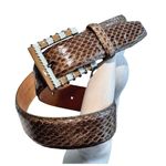 Carlisle  Women’s Textured Belt. Brown, Tan, White Photo 5