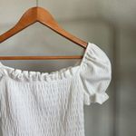 ASTR White Smocked Puff Short Sleeve Cropped Top Size S Photo 4