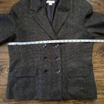 Coldwater Creek Blazer Tweed Double Breasted Career Jacket Black Tan Size 14 Photo 4