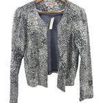 Dolan Left Coast Collection Black White Textured Knit Open Front Jacket Large Photo 0