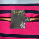 Taylor Dresses Women's Size 4 Pink Black Striped Cap Sleeve Sheath Dress Photo 1