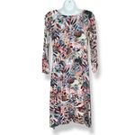 Floral Dress Long Sleeve Scoop Neck Elaborate Pattern Print Sheath Leafy Women Pink Size XXS Photo 2