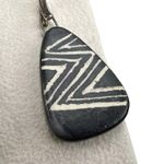 Polished Slate Stone White Zig Zag Rounded Triangle Earrings Gray Photo 2