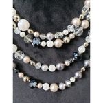 Women's Multi Strand Pearl Crystal Bead Necklace with Mystery Box Clasp Gold Photo 2