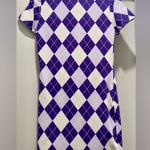 H&M Divided Purple & White Argyle Print V-Neck Collared Jersey Fitted Mini Dress Photo 9