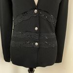 Vertigo  Paris Black Lace & Sequin Button Front Knit Cardigan Sweater Small Photo 2