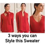 Chico's S Removable Neck Scarf English Toffee Brown Tie Neck Pullover Sweater Photo 1