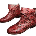 Free People Alamosa Ankle Boots Womens US 6 Red Ref Snake Print Studded Bootie Photo 2