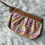 Coach  Wristlet Colorful Pink Op Art Signature Clutch Leather Trim Retro Case Y2K Photo 1