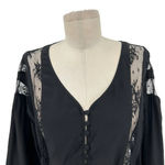 Parker Black Silk Lace Inset Button Tie Waist Corset Top Size Medium Photo 1