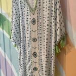 Skemo Beaded Kaftan Cover Up Dress Evil Eye Print Tassel Trim Size S White Photo 0