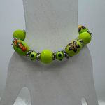Large Beads Summer Floral Design Beaded Beach Bracelet in Green Photo 1