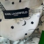 Karl Lagerfeld  Button Down White Black Top Size Small Photo 14