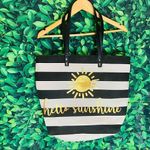 Beach / pool hello sunshine striped tote Black Photo 2
