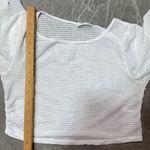 Storia White semi sheer Textured Crop Blouse Sz L Photo 5