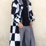 Rik Villa S 4 Jacket Coat Checkerboard Black White Fur Collar Check Plaid Artsy Photo 2
