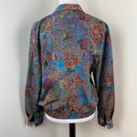Kensington Square Vintage Foliage Tapestry Print Blouse Lightweight Jacket Med Blue Photo 3