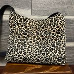 Evan Picone Cream Black Tan Leopard Velvet Shoulder Purse Photo 4