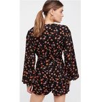 Free People L'amour Floral Long Sleeve V Neckline Button Down Romper New 2 Black Photo 6