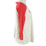 Free People  Bohemian Embroidered Eyelet Baseball Raglan Tee Top Small Red Cream Photo 3