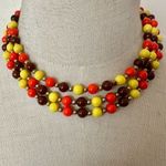 Orange and yellow beaded vintage necklace Photo 9