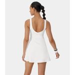 Halara  V Neck Backless Side Pocket 2-Piece Flare Tennis Dress White S Photo 2