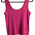J.Crew Size M Ribbed Tank Top Red Pink Embroidered Preppy Layering Coquette Photo 0