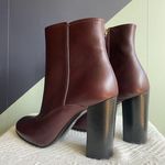 Lanvin NWOB Plum Leather Block Heel Ankle Boots Sz 37 Purple Photo 5