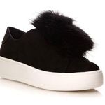 Sam Edelman  Size 10 Shoes Leya Black Velvet Faux Fur Pom Pom Slip-On Women's Photo 0