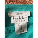 Nicole Miller  New York 100% Linen Turquoise Button Back Top Women’s M Photo 1