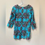Boho Turquoise Paisley Tunic Top Medium 100% Cotton Festival V Photo 1