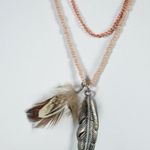 Boutique Mixed Metal Layered Feather Necklace with Pendant Photo 1