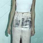 ZARA  Metallic Midi Skirt with slit Size Medium NWT Photo 0