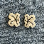 Beautiful Enamel Flowers Vintage Clip On Earrings Signed W Germany White Photo 4