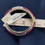 Charming Charlie NWT  Wine Braided Leather Silver Tone Hinged Cuff M Photo 5
