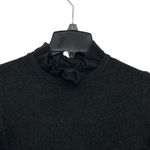 J Crew Wool Blend Ruffle Neck Button Sweater Women's Size Small Classic Preppy Gray Photo 1