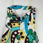 Y2K Hippie Print Strapless Dress Sz 12 Mini Midi Funky Retro Blue Photo 5