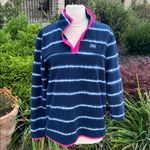 Simply Southern Cozy  Striped Navy Blue and White Fleece Pullover Photo 4