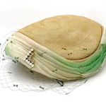 Vintage 1950s Ombre Silk & Straw Pillbox Hat Rhinestone Clip With Mesh Veil 22.5 Green Photo 2