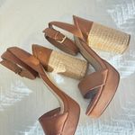 ALDO brown raffia block heel sandals: Photo 3