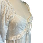 Anthropologie &merci Cottage Core Milkmaid Eyelet Smocked White Dress Sz M Lined Photo 4
