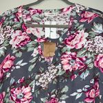 Umgee  size 1XL women’s gray floral trapeze dress flowy elastic on mid sleeve NWT Photo 1