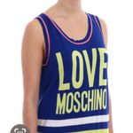 Love moschino  Rare Bright Blue Knit Logo Yellow Stars Sleeveless Maxi Dress 6 Photo 3