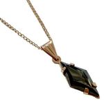 Ecco 10K  Signed Chain Hematite? Diamond Shape Pendant and Necklace Photo 0
