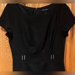 White House | Black Market Black Sheath Dress Cap Sleeves Silver Hardware Size 2 Photo 5