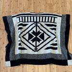 Black and White Geometric Knit Poncho Size L Photo 1